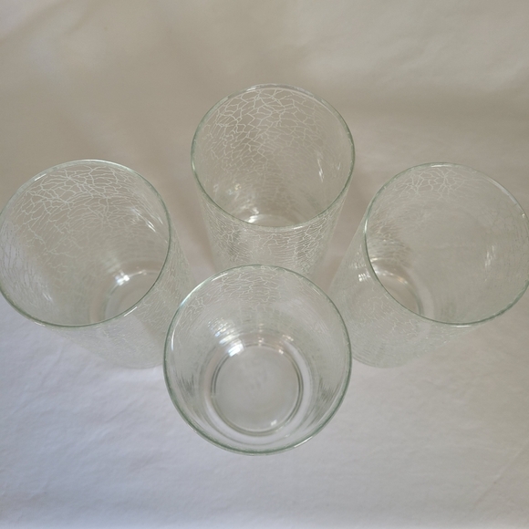 Set of 4 Vintage White Crackle Glass Highball Tall Glasses Approx 5.5x2.75" - Picture 4 of 6